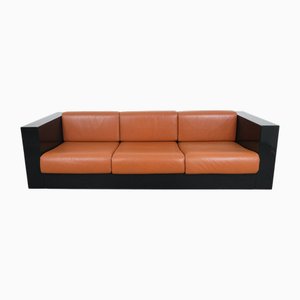 Sofá Saratoga de cuero de Lella & Massimo Vignelli para Poltronova, años 60
