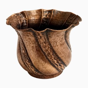 Round Embossed Copper Vase attributed to Egidio Casagrande, 1950s