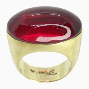 Ring aus plattiertem Silber und Kristallglas von Daum, Frankreich, 1990er