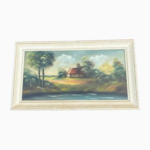 Large Bucolic Landscape, 1960s, Oil on Canvas
