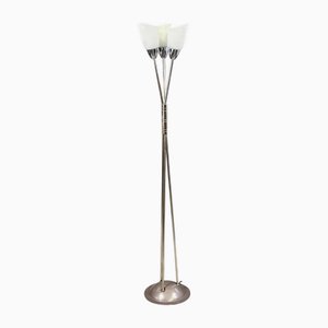 Mid-Century Chrome Floor Lamp with Opaline Glass, 1960s