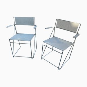 Weiße X Line Esszimmerstühle von Niels Jørgen Haugesen für Hybodan, 1970er, 2er Set