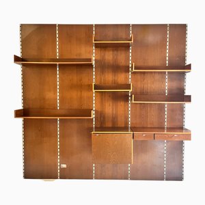 Librería Boiserie vintage de madera con estantes, años 60