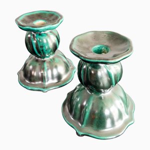 Art Deco Kerzenhalter von Upsala Ekeby, Schweden, 1930er, 2er Set