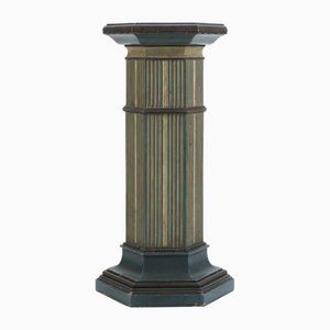 Hexagonal Column in Ivory and Turquoise Wood, 1940s