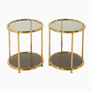 Tables d'Appoint Mid-Century Hollywood Regency en Laiton, Italie, 1970s
