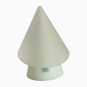 White Lamp with Satin Murano Glass Lampshade, 1980s