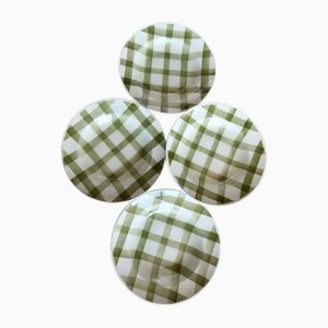 Nappe Green Earthenware Soup Plates from Moulin Des Loups, 1980s, Set of 4