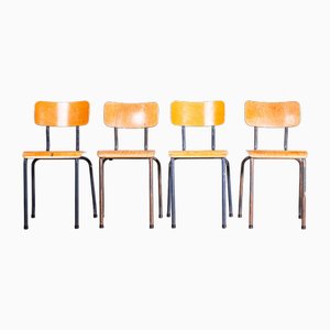 Chaise de Salle à Manger Empilable Elbe Grise, 1950s, Set de 4