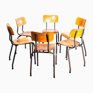 Chaise de Salle à Manger Empilable Elbe Grise, 1950s, Set de 6