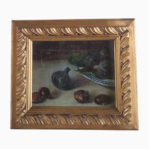 Italian Artist, Chestnuts and Figs Still Life, Early 20th Century, Oil on Canvas, Framed