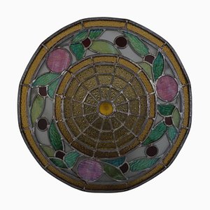 1900s Art Nouveau Stained Glass Pendant Shade