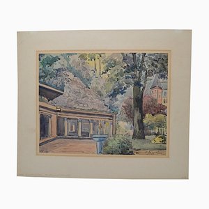 Georges Massie, Bagnoles de l'Orne, Thermal Establishment, 1957, Watercolor