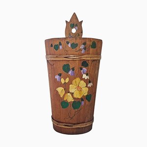 Porte-Parapluie en Bois Peint Mid-Century Art Folk Art Mid 20ème Siècle