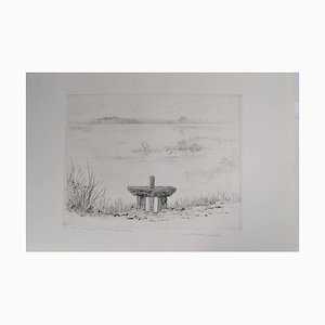 François Soulas 1932-1991 “Sologne, Pond Near La Ferté Beauharnais” Engraving Signed, Titled, Numbered 53/75