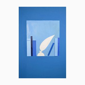 Pierre Scholla (nacido en 1928) "Los libros y la pluma", composición sobre lienzo, firmada y titulada, con fecha de mayo de 2008