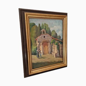 Impressionistische Provence Frankreich Kirche Gemälde Mitte des 20. Jh., gerahmt