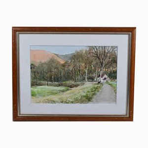 M. Lebret (Frankreich 20. Jh.) „Landschaft an der Schleuse“ Aquarell signiert