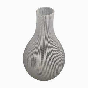 Belvetro Murano, años 70 - Jarrón piriforme de vidrio con decoración Reticello Laitimo
