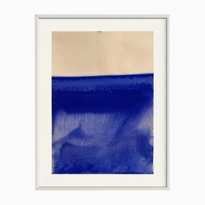 Blu Landscape Original Drawing on Paper, Abstract Landscape by Marilina Marchica