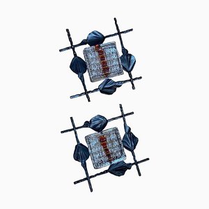 Set of 2 Mid-Century Brutalist Scandinavian Original Albano Poli for Poliarte Original Wall Sconces, Tom Ahlström- Hans Ehric - a Pair