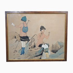Escuela francesa del siglo XX "El picnic de los montañeros"