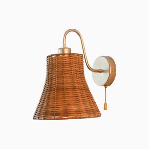 Applique Murale en Osier Style Mid-Century en Forme de Cloche