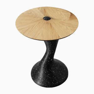 Contemporary Side Table, Oak, Black Concrete-Like Material by Donatas Žukauska