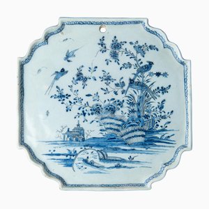 Delft Blue and White Chinoiserie Plaque, 1740-1760