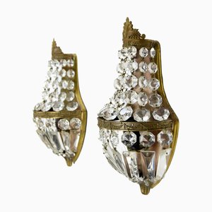 Französische Wandlampen aus Kristallglas, frühes 20. Jh., 2er Set