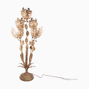 Large Italian Florentine Floor Lamp with Leaves and Flowers, 1970s