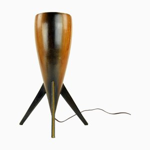 Lampade da tavolo in stile Space Age in legno, anni '50, set di 2