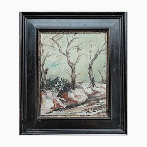 N. Tirard Paesaggio firmato Olio su tela 1962 Post Impressionismo