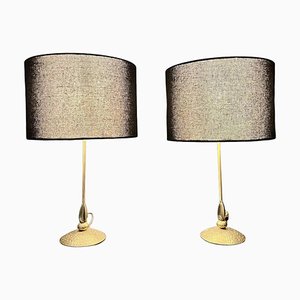 Brutalist Gilded Bronze Sculptural Table Lamps, Fondica, France, 1990s, Set of 2