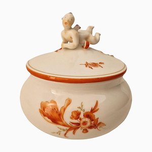 1930er Meissen Schmuckschatulle aus Porzellan von Paul Scheurich mit Engelfigur