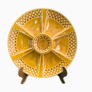 Assiette à Huîtres Art Déco en Majolique Sarreguemines, Vers 1920