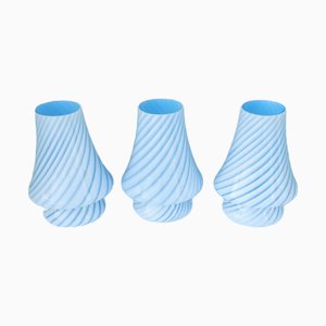 Lámparas en forma de hongo de cristal de Murano azul turquesa, Italia, años 60. Juego de 3