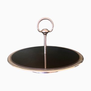 Französisches Käse- oder Serviertablett aus Inox und Glas von Jean Couzon, Circa 1970