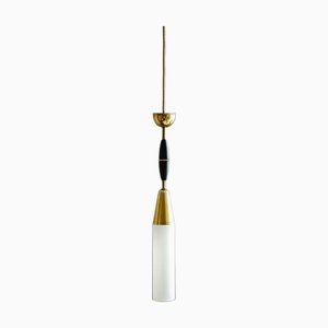 Modernist Art Deco Pendant With Opaque Glas Tube Shade and Minimalist Stilnovo Details Ca. 1930s