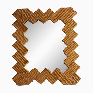 Miroir Mural en Rotin à Motifs Chevrons