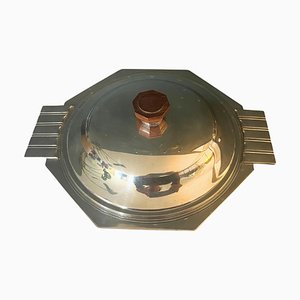English Art Deco Silver Plated Covered Serving Dish, Circa 1930