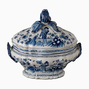 Soupière en Chinoiserie de Delft Bleue et Blanche, 1750s