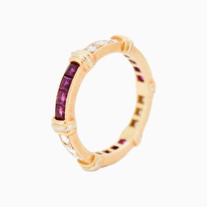 Bague de Mariage Contessa Vintage en Or Jaune et Blanc, Diamants, Rubis par Cartier, 1990s