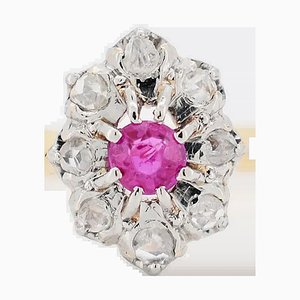 Marguerite Ring Gold, Diamonds and Ruby, 1900s