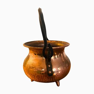 19th Century French Cauldron in Hammered Copper, Circa 1880