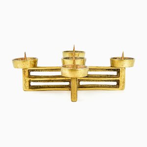 1960s Brutalist Brass Candle Holder