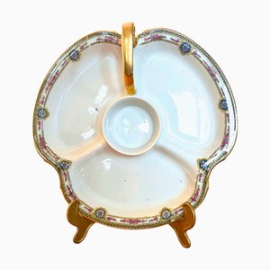 Plat à Poignées Dorées Vintage en Porcelaine de Limoges, Circa 1960