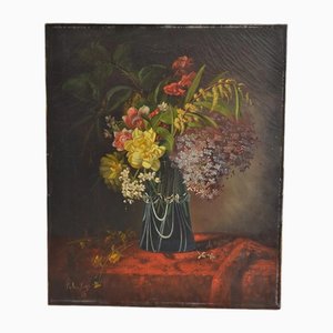 Pauline Petit (French 19th-20th Century) "Still Life With a Bouquet of Flowers" Oil on Canvas Signed and Dated 1889