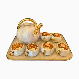 Limoges Porzellan Likör Set in Kürbisform, 1960er, 8 . Set