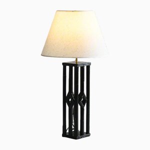 Lampe de Bureau en Rotin Laqué Noir